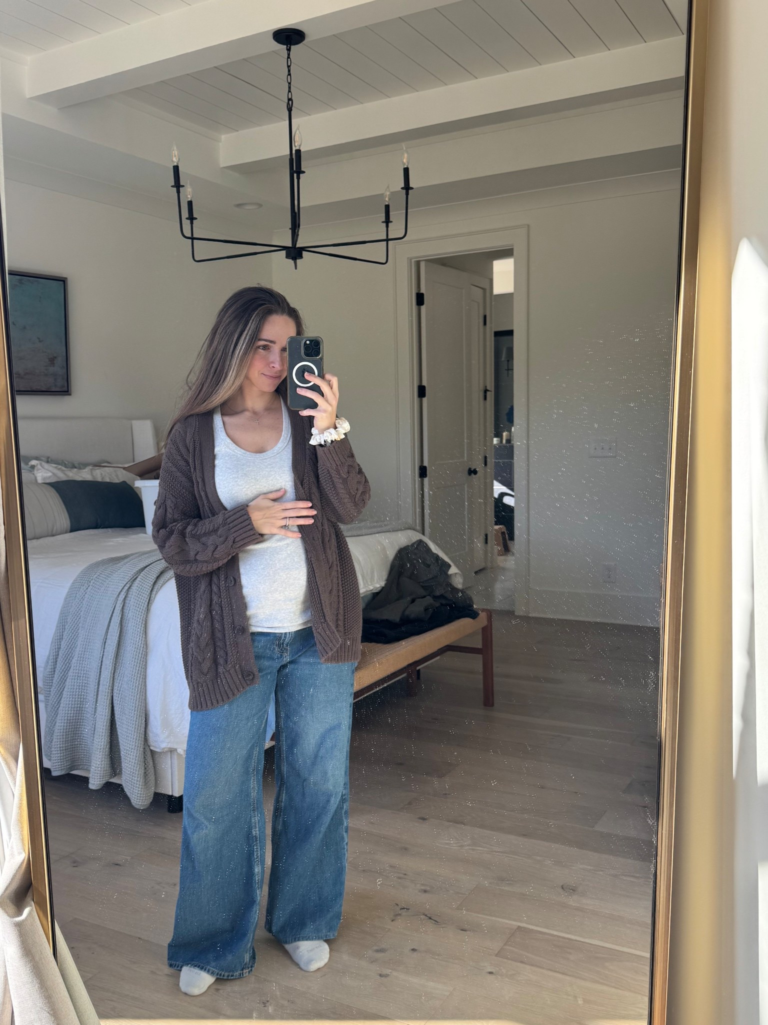 Comfiest jeans that are low rise so they go under the bump. Sized up one. 

#LTKBump #LTKSeasonal