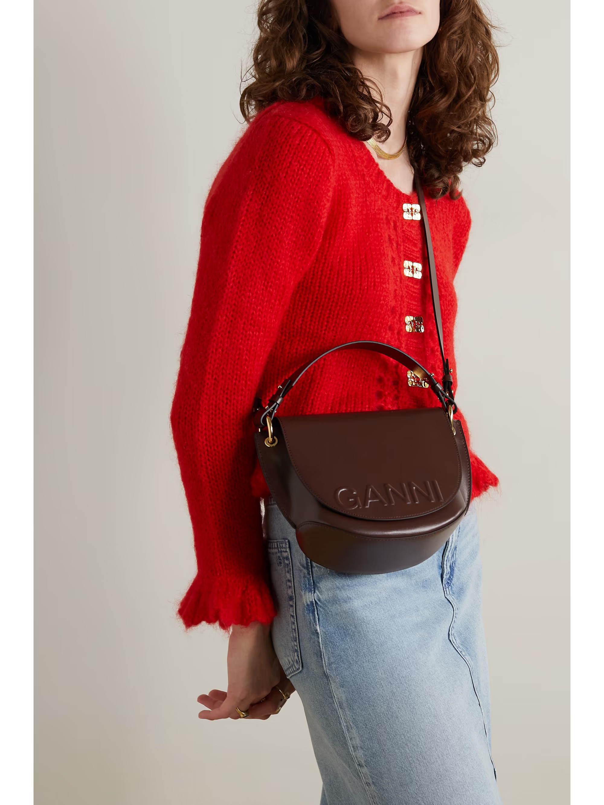 Banner embossed recycled-leather shoulder bag | NET-A-PORTER (US)