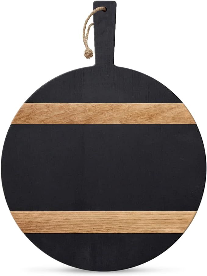 Chloe and Cotton | 16 Inch Acacia Wood Round Board with Handle | Decorative Cutting Board | Kitch... | Amazon (US)
