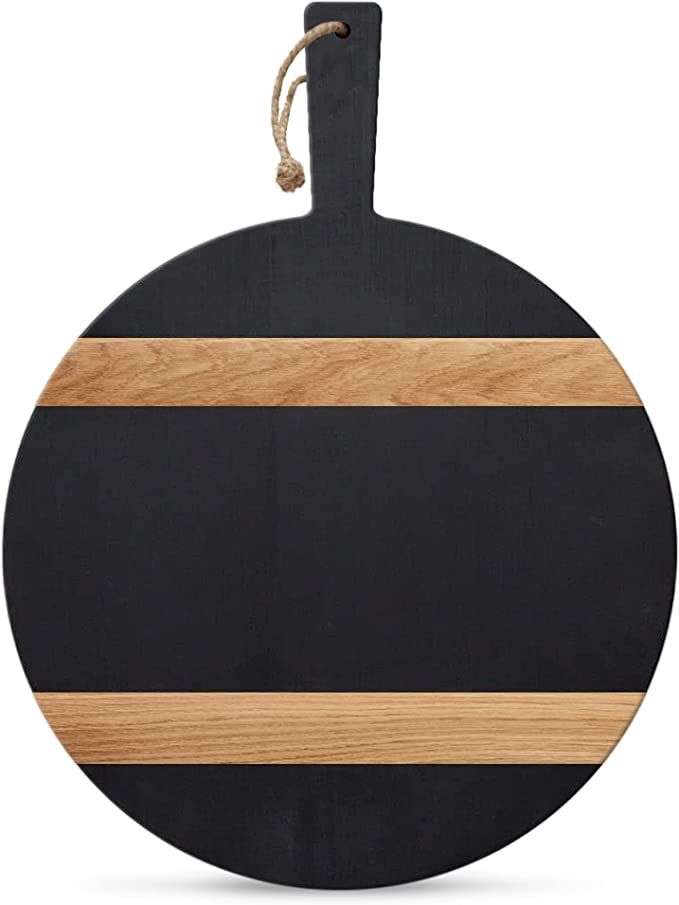 Chloe and Cotton Acacia Wood Diameter 16 Inch Oversized Serving Board | Large Black Cheese Board ... | Amazon (US)