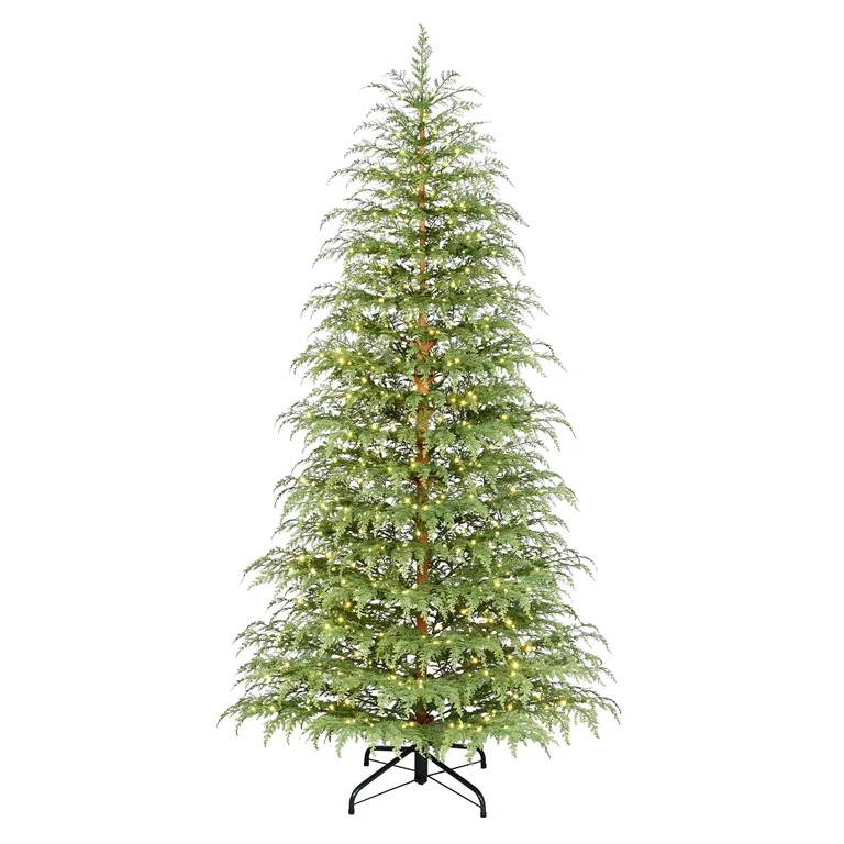My Texas House 7.5' Pre-Lit Cypress Green Artificial Christmas Tree with 500 Warm White Twinkle L... | Walmart (US)