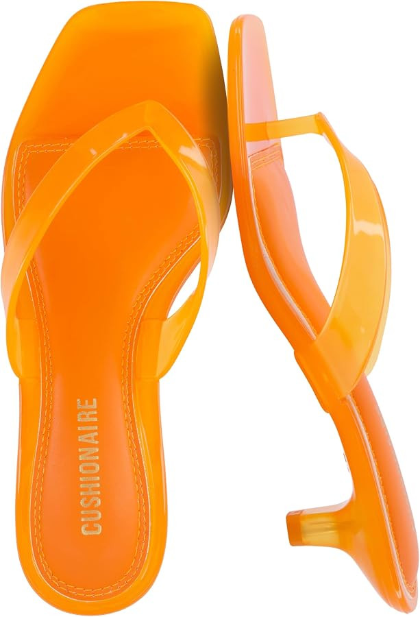 CUSHIONAIRE Riot Jelly Thong Kitten Heels for Women | Amazon (US)