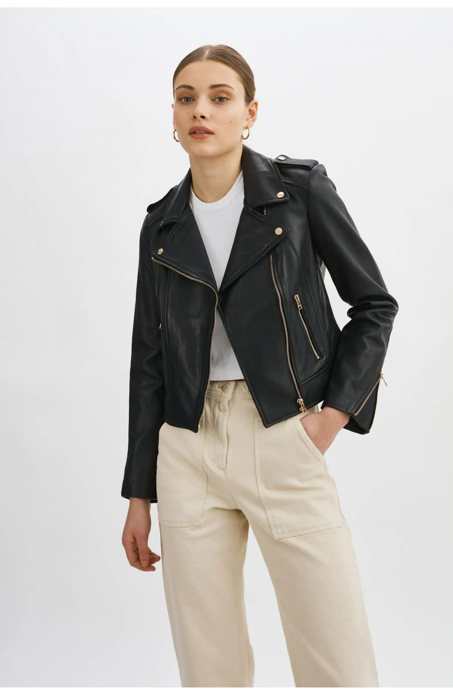DONNA GOLD | Iconic Leather Biker Jacket | Nordstrom