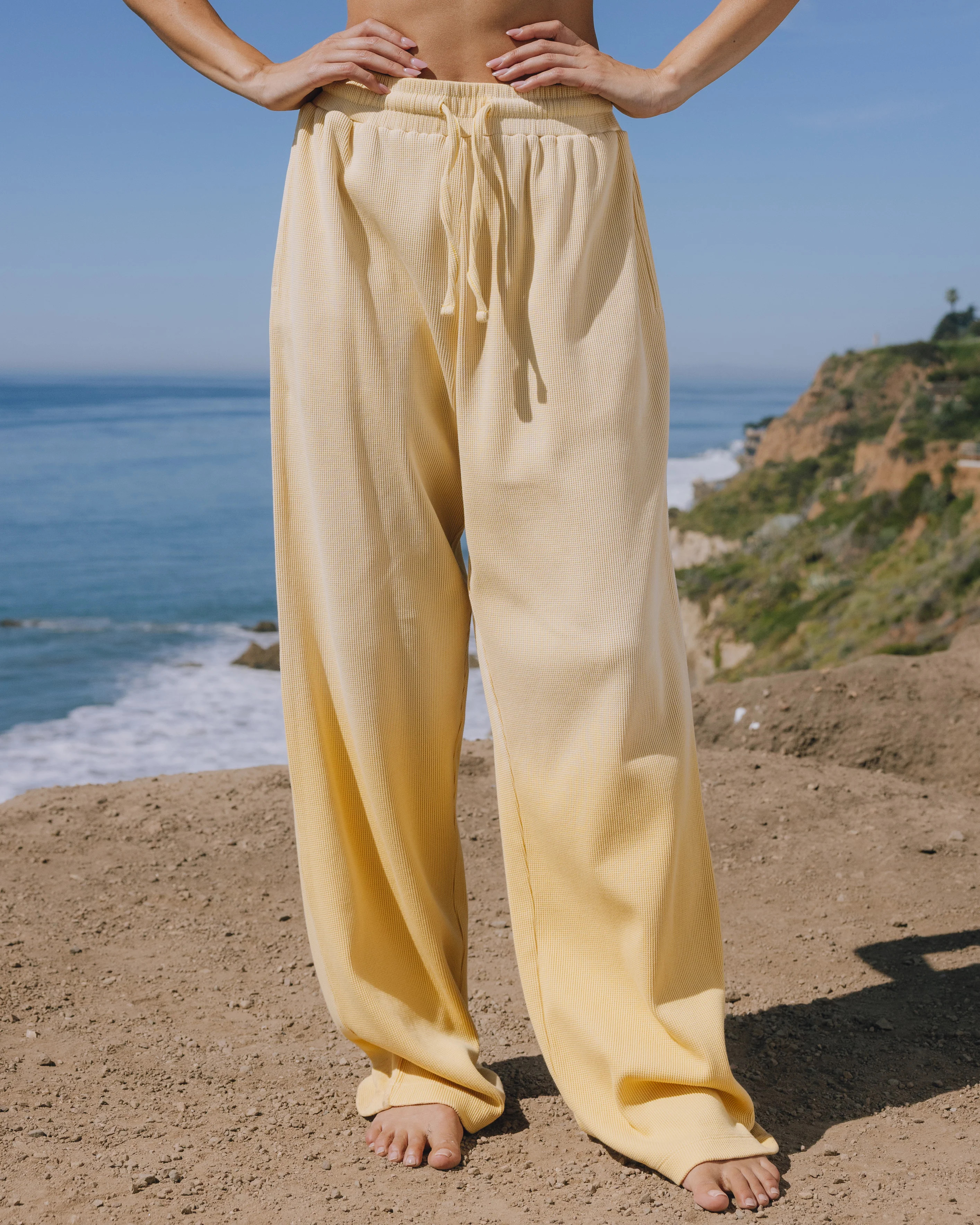 Thermal Resort Pants - Sunsoaked Sunny with Monochrome Patch | Daily Drills LLC