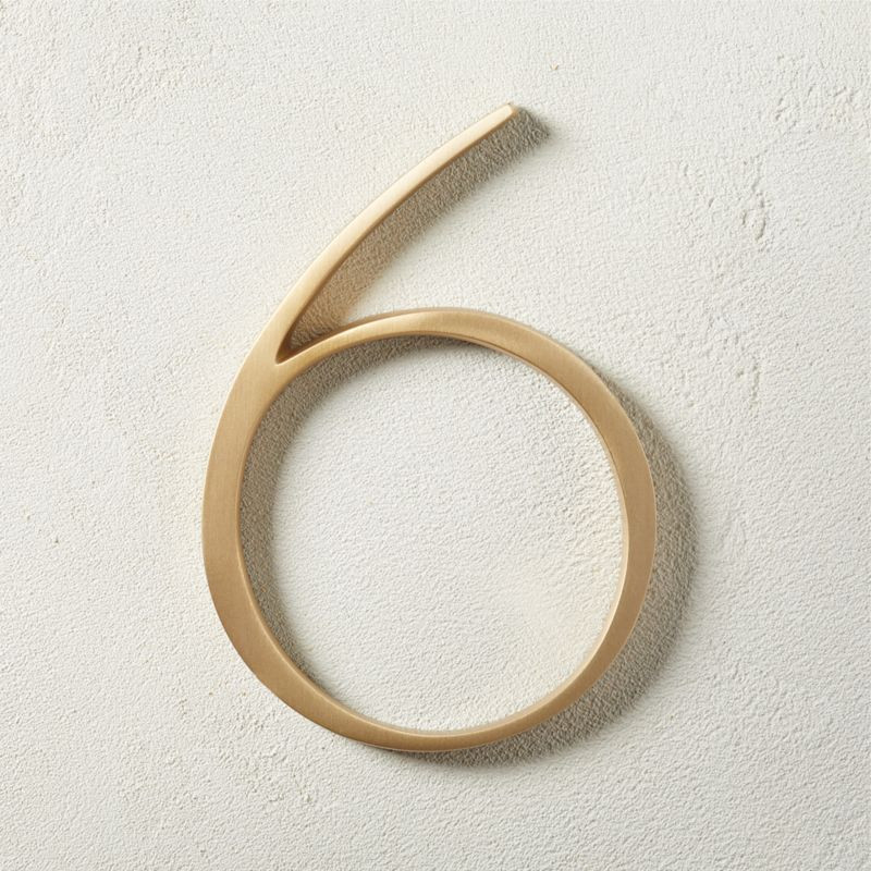 Heymland 6" Brushed Brass House Number 6 + Reviews | CB2 | CB2