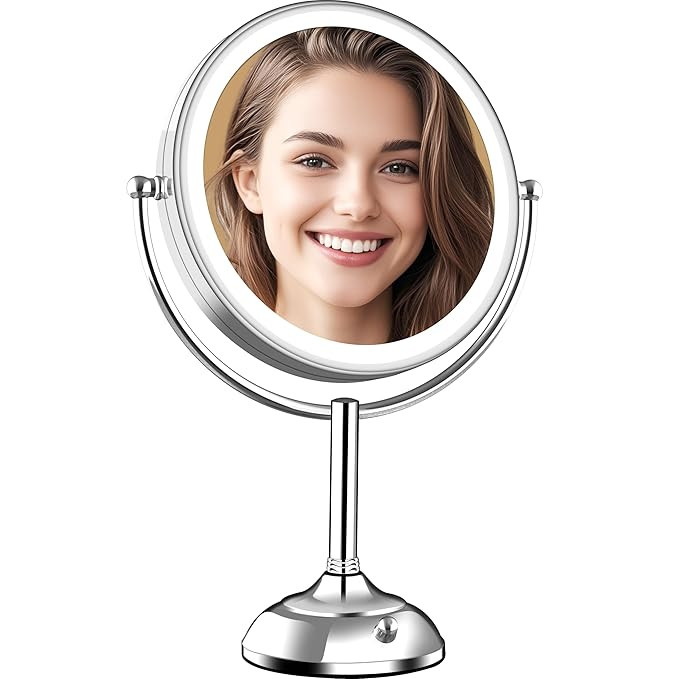 VESAUR Upgraded 11" Large 17" Tall Lighted Makeup Mirror Silver, 1X/10X Dual-Sided Magnifying wit... | Amazon (US)