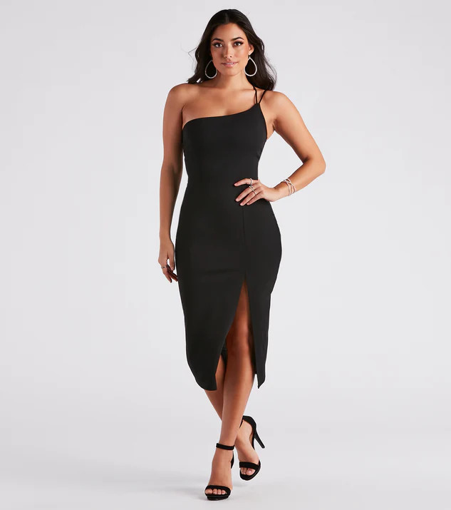 Rhea Formal One Shoulder Midi Dress | Windsor Stores