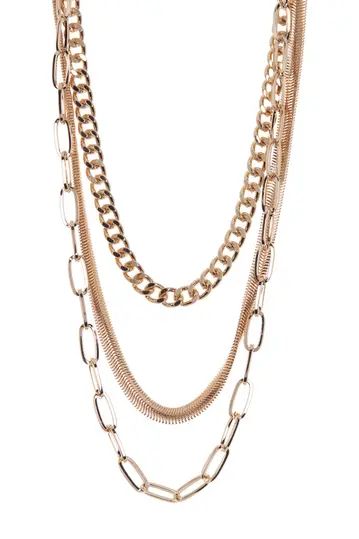 Multi Layered Gold-Tone Chain Link Necklace | Nordstrom Rack