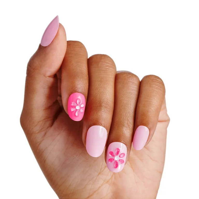 KISS Gel Fantasy Allure Press on Nails, Fancy You Dearly, Pink, Short Oval, 30 Count | Walmart (US)