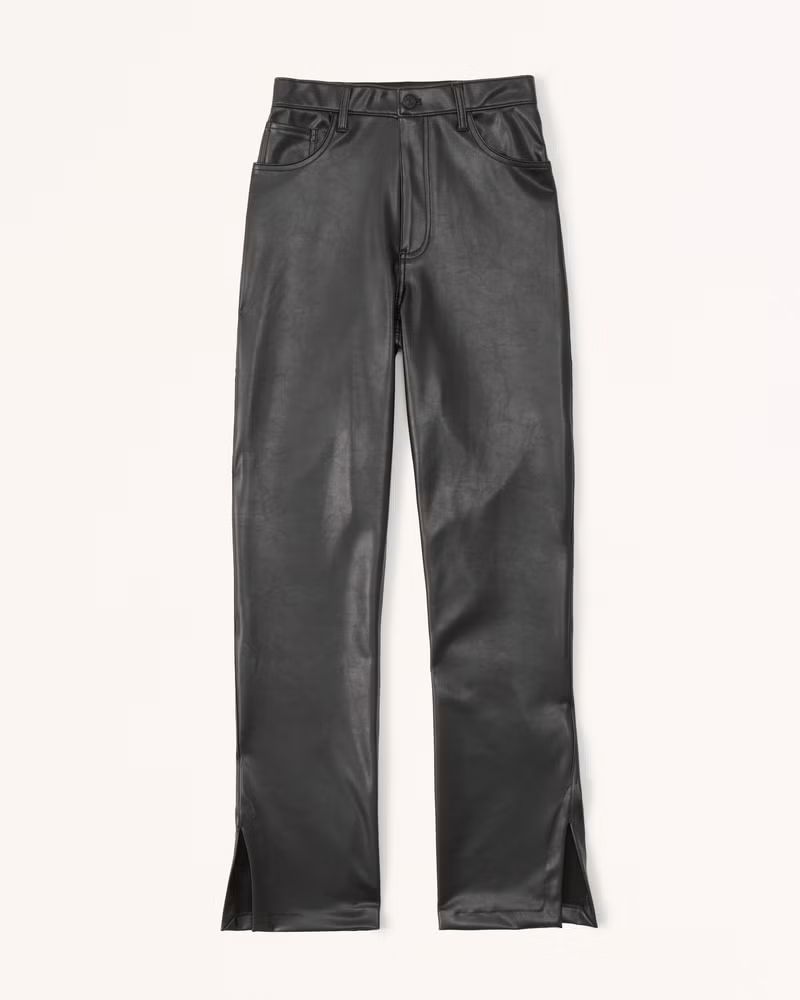 Split-Hem Vegan Leather 90s Straight Pant | Abercrombie & Fitch (US)