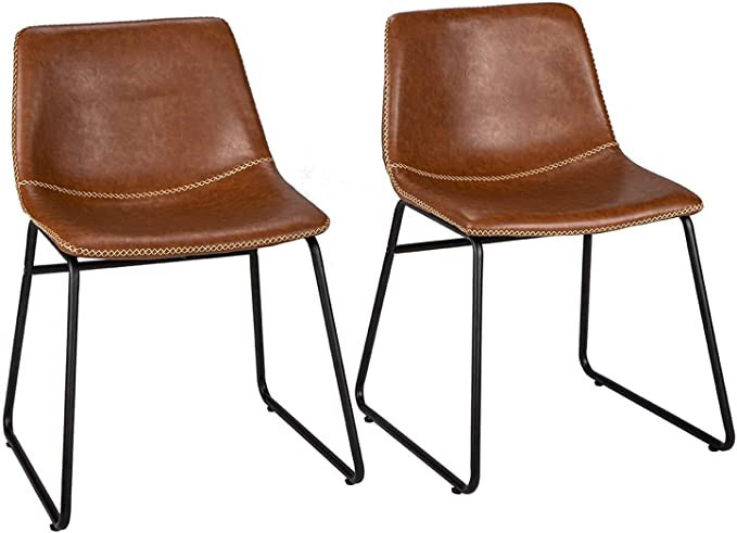 HeuGah Dining Chairs,Faux Leather Dining Chairs Set of 2,18 Inch Kitchen & Dining Room Chairs,Mid... | Amazon (US)