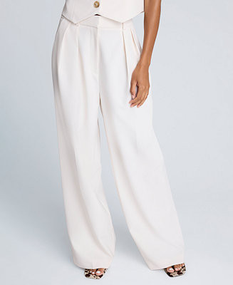 Kenneth Cole Women's Luxe Twill High Rise Wide Leg Pants - Macy's | Macy's