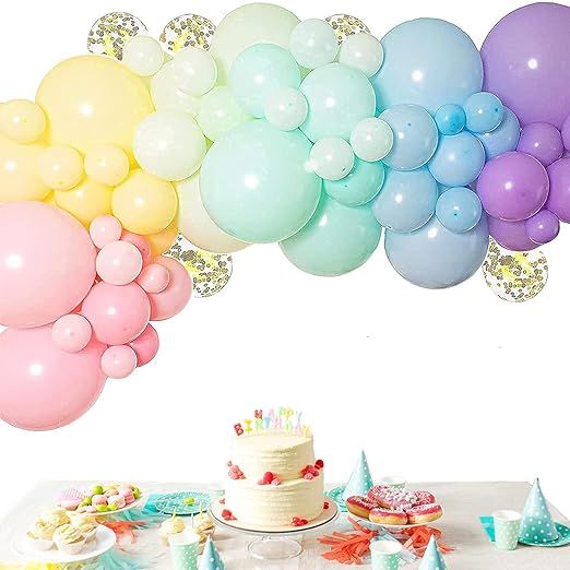 EUOPHYM 122 Pcs Pastel Balloon Garland Kit, Balloon Arch Kit,5'' 18'' inch Macaron Easter Balloon... | Amazon (US)