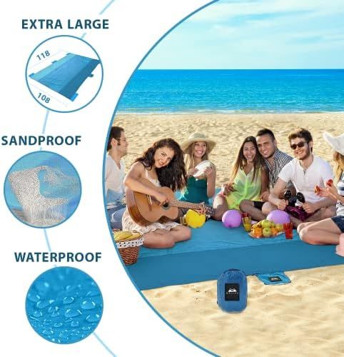 Amazon.com : WELLAX Beach Blanket Waterproof Sandproof for Adults, Extra Large Beach Mat Sand Fre... | Amazon (US)