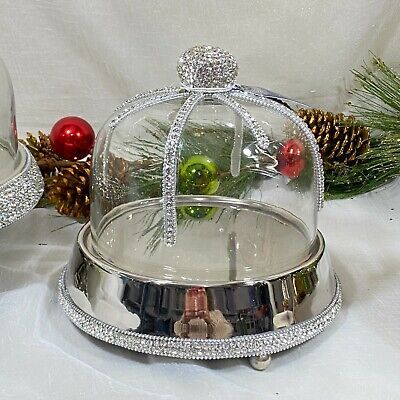 Rhinestone JEWELED Chrystals CAKE PASTRY KEEPER WITH GLASS DOME  Server Stand C  | eBay | eBay US