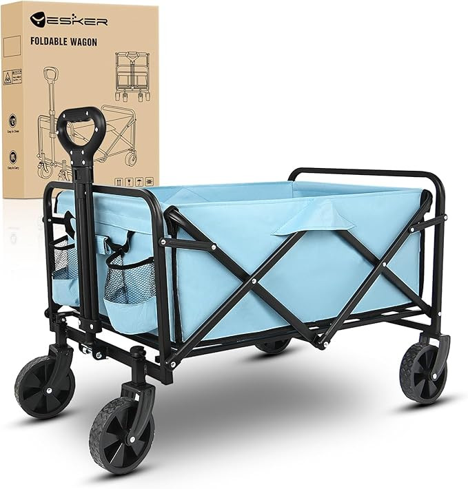 Foldable Wagon - 220lbs Collapsible Garden Carts with All Terrain Wheels for Outdoor Camping Spor... | Amazon (US)