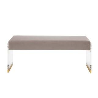 Nicole Miller Zavion Taupe / Gold Bench Upholstered Velvet 42.2 L x 14.6 W x 17.7 H NBH419-02TP-H... | The Home Depot