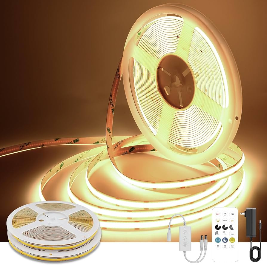 Pandery COB LED Strip Lights Warm White,24V Dimmable led Light Strip KIT with Remote and app Cont... | Amazon (US)