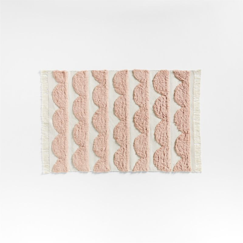 Oulu Kids Handwoven Pink and White Scallop Textured Kids Rug with Fringe 4x6 | Crate & Kids | Crate & Barrel