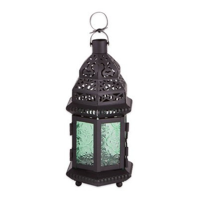 10.25" Iron/Glass Moroccan Style Outdoor Lantern Green - Zingz & Thingz | Target