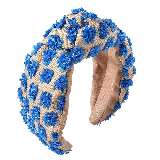 Knotted Raffia Headbands for Women Boho Straw Wicker Braid Wide Top Knot Hairband Statement Ratta... | Amazon (US)