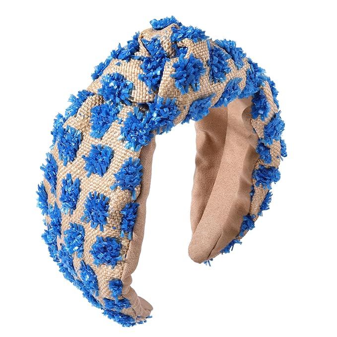 ZITULRY Knotted Raffia Headbands for Women Boho Straw Wicker Braid Wide Top Knot Hairband Stateme... | Amazon (US)