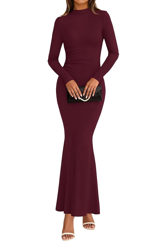 dowerme Fall Dresses for Women 2026 Winter Formal Dress Winter Long Sleeve Wedding Guest Dress | Amazon (US)
