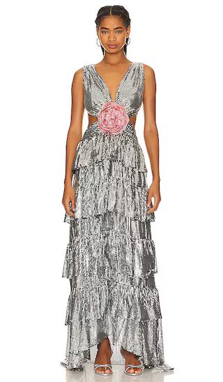 Shirley Tiered Gown in Cadillac Silver | Revolve Clothing (Global)