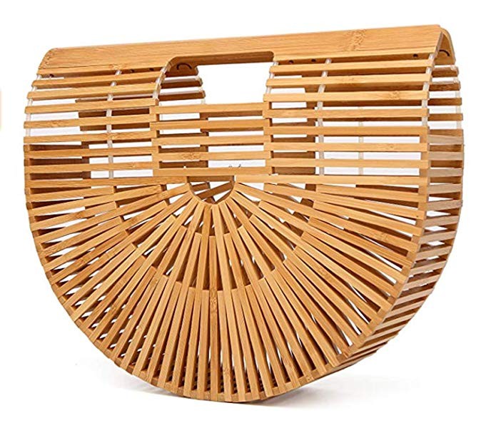 Summer Bamboo Beach Bag Wooden Handmade Tote Womens Straw Tote Bag Womens Basket Bag Large Tote B... | Amazon (US)