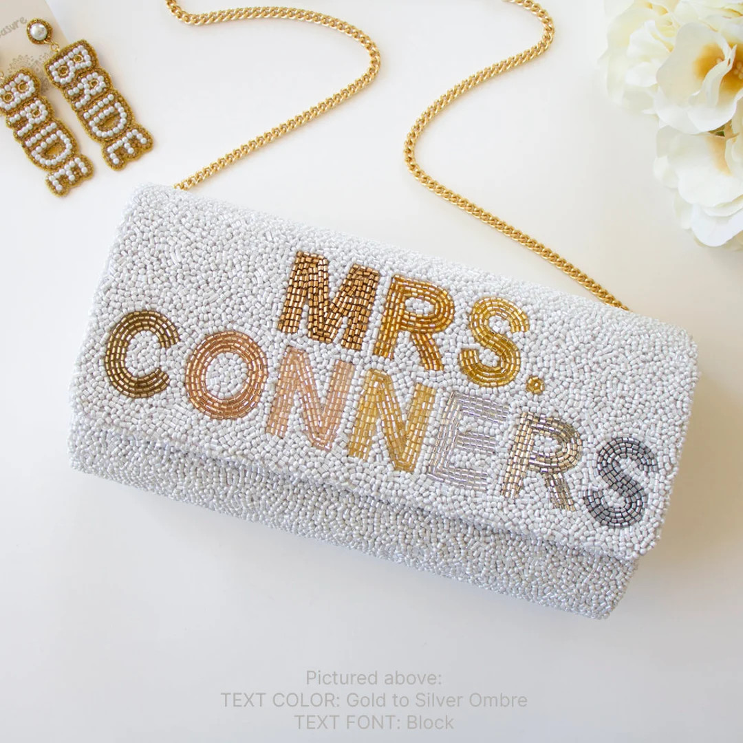 MRS. Half Barrel Custom Beaded Clutch – Bridal Clutch, Wedding Clutch, Beaded Bag, Customized B... | Etsy (US)