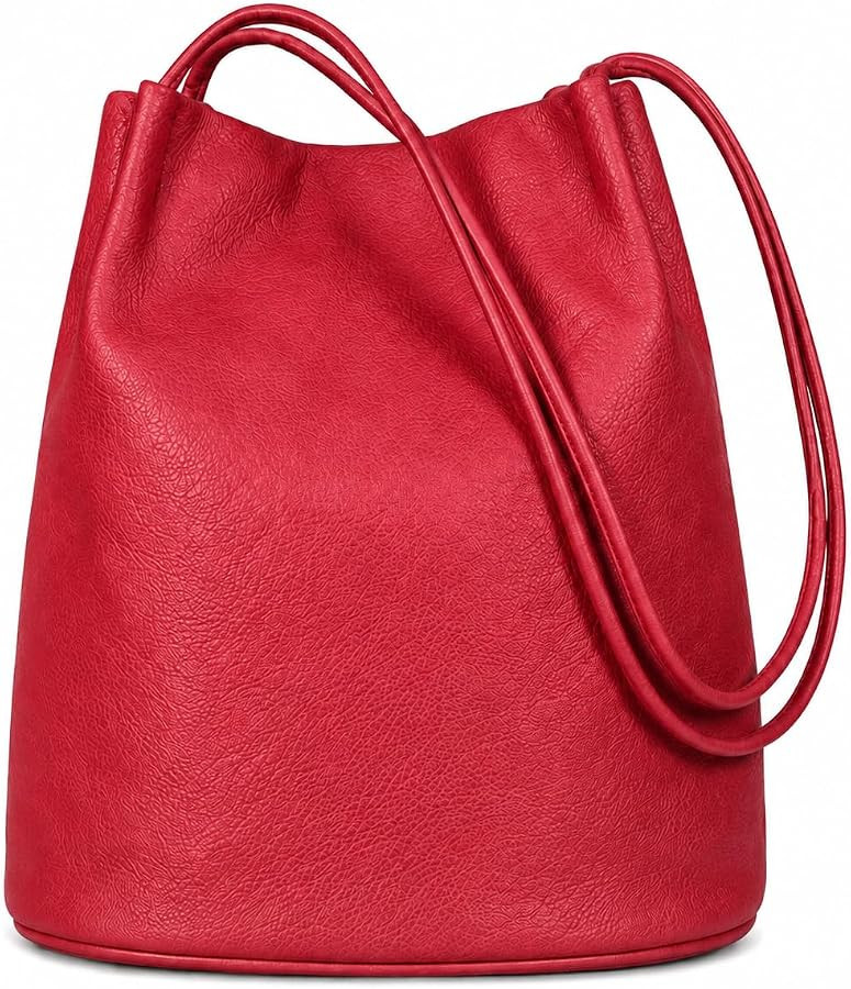 Mabel London Women's Fashion Designer Medium Size Plain Soft Vegan Leather Hobo Bucket Tote Shoul... | Amazon (UK)