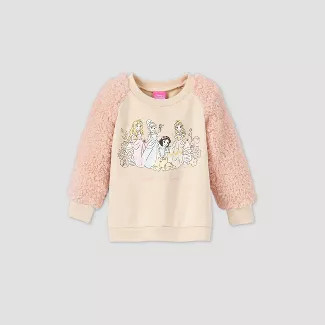 Toddler Girls' Disney Princess Fleece Pullover - Cream | Target