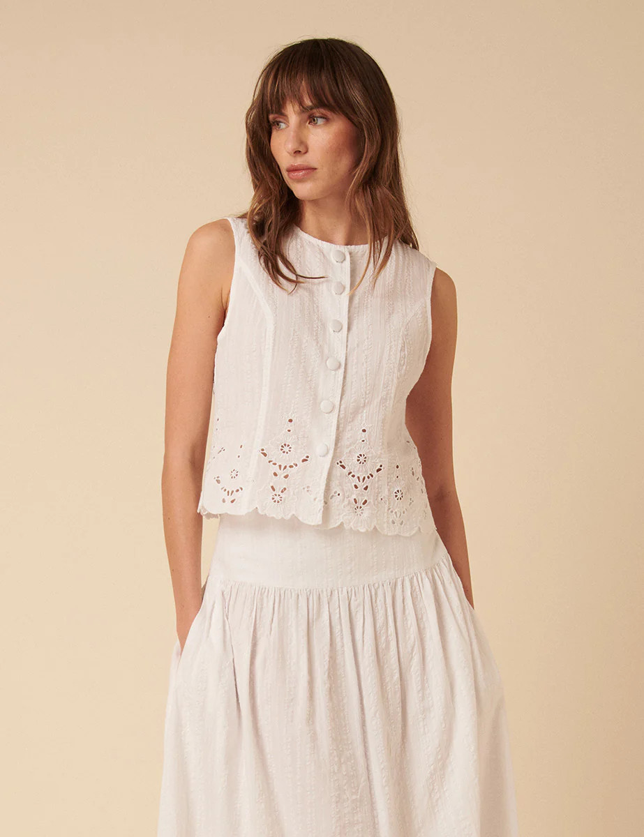 White Broderie Anglaise Top | Nobody's Child