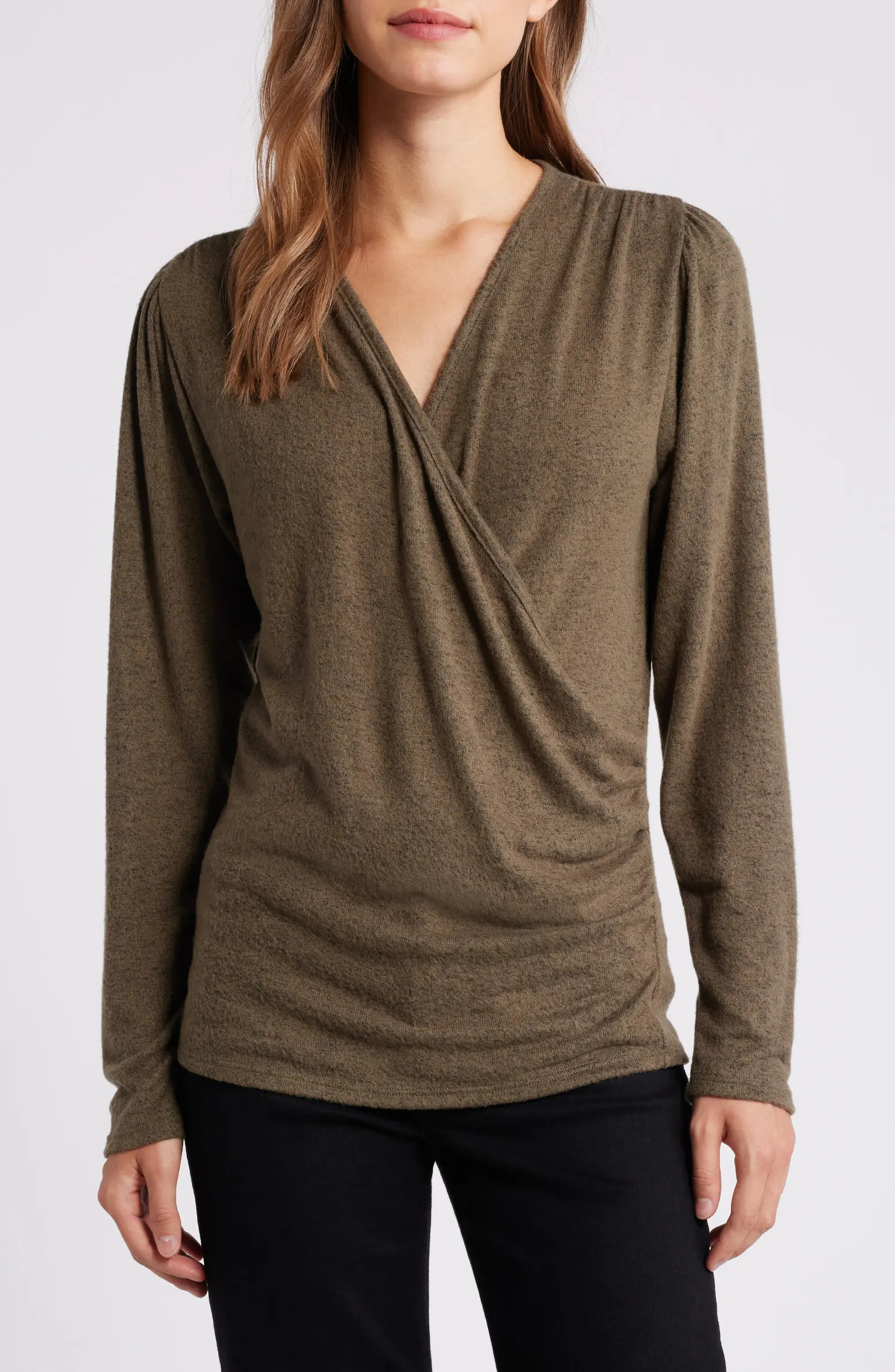 Long Sleeve Faux Wrap Top | Nordstrom