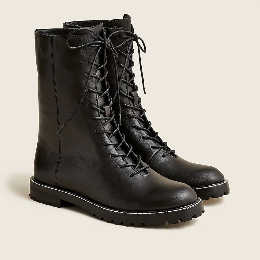 Gwen lug-sole leather lace-up tall shaft bootsItem BA186 | J.Crew US