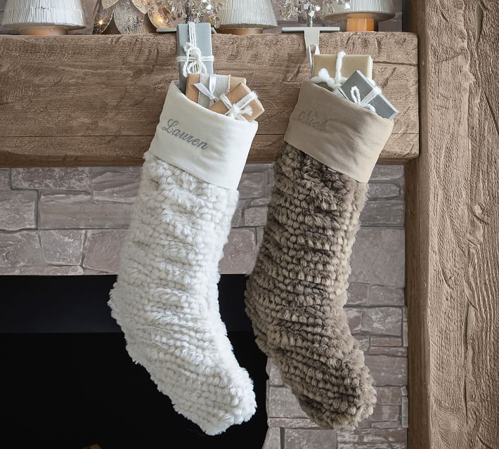 Honeycomb Faux Fur Personalized Stockings | Pottery Barn (US)