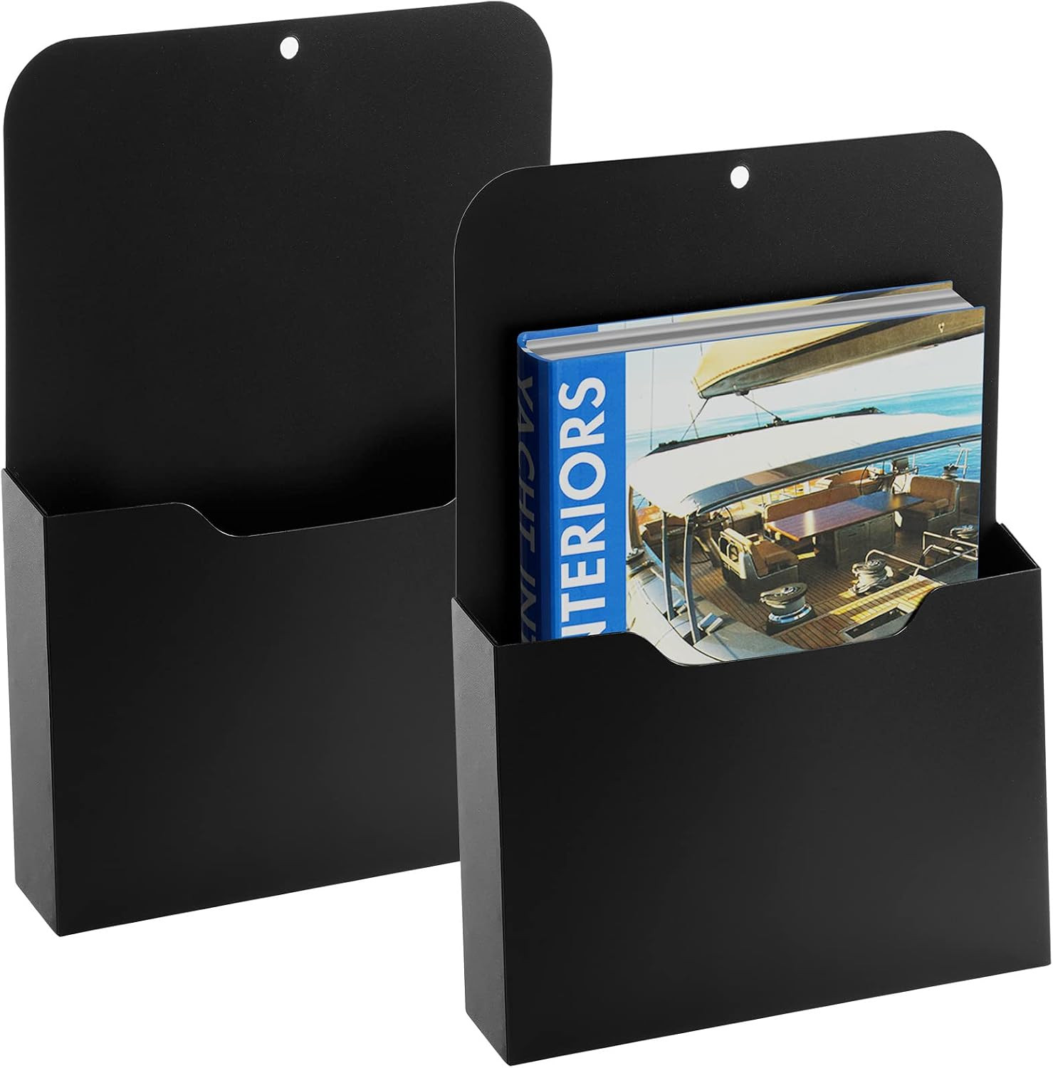 Marbrasse 2 Pack Magnetic File Holder - Paper Holder, Pocket Organizer,Hanging Wall File Organizer Office Supplies Storage, Magazine Mail Organizer Case for Notebooks,Planners,Letter (Black) | Amazon (US)