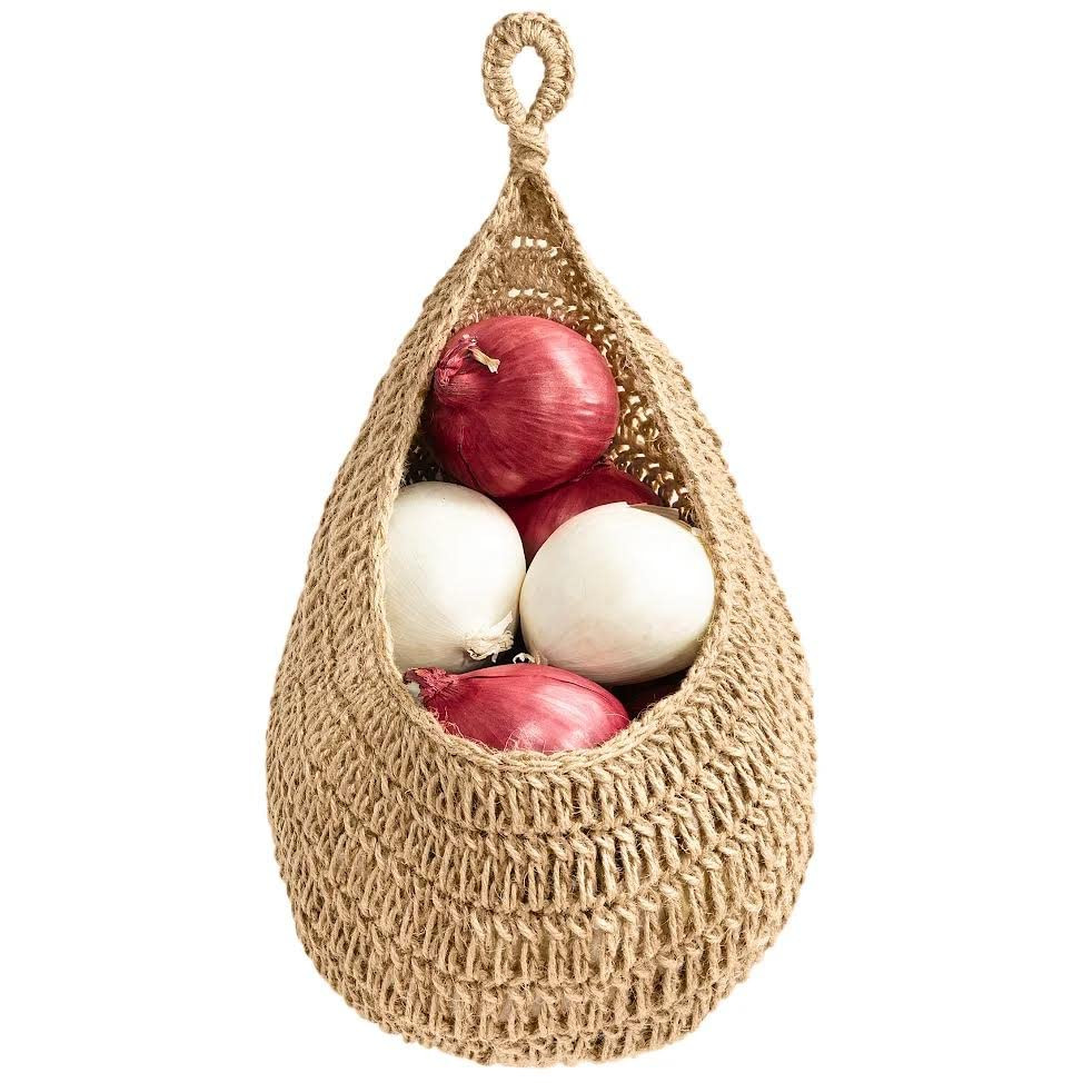 Boho Jute Hanging Basket - Wicker Hanging Fruit Basket for Fresh Produce Storage, Vegetable Keepe... | Amazon (US)