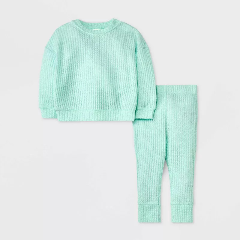 Baby Long Sleeve Waffle Top & Bottom Set - Cat & Jack™ | Target