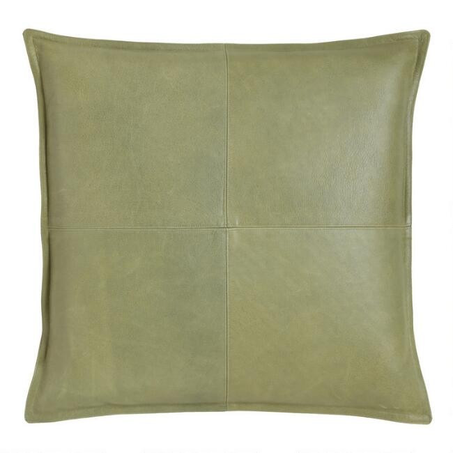 Green Leather Kona Throw Pillow | World Market