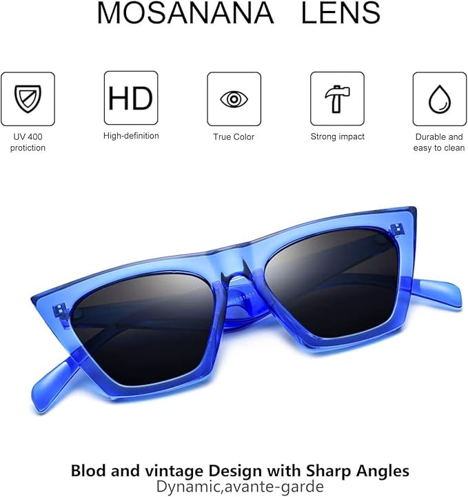 mosanana Square Cat Eye Sunglasses for Women Trendy Style Model-SHINE | Amazon (US)