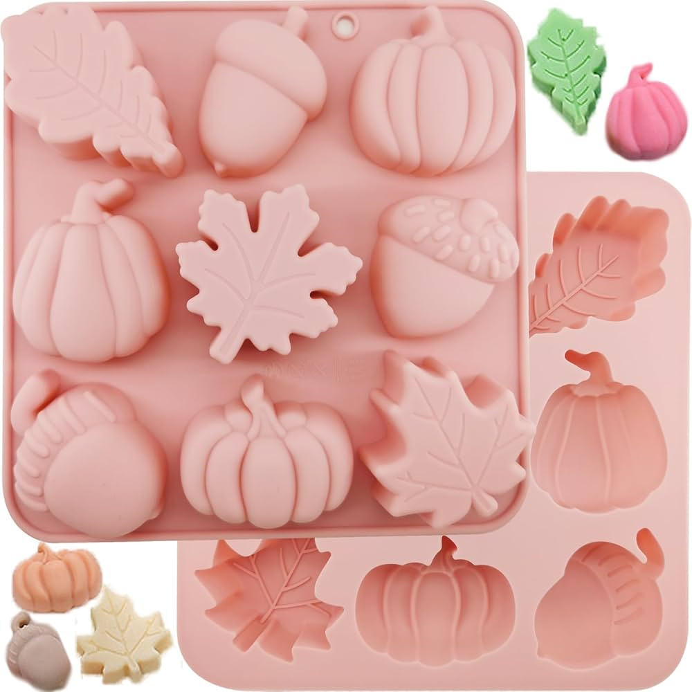 2Pcs 3D Pumpkin Silicone Mold Fall Silicone Mold Halloween Thanksgiving Candy Mold Autumn Maple L... | Amazon (US)
