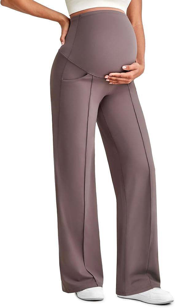 G4Free Maternity Dress Yoga Pants with Pockets Over The Belly Stretchy Work Slack Pregnancy Wide ... | Amazon (US)