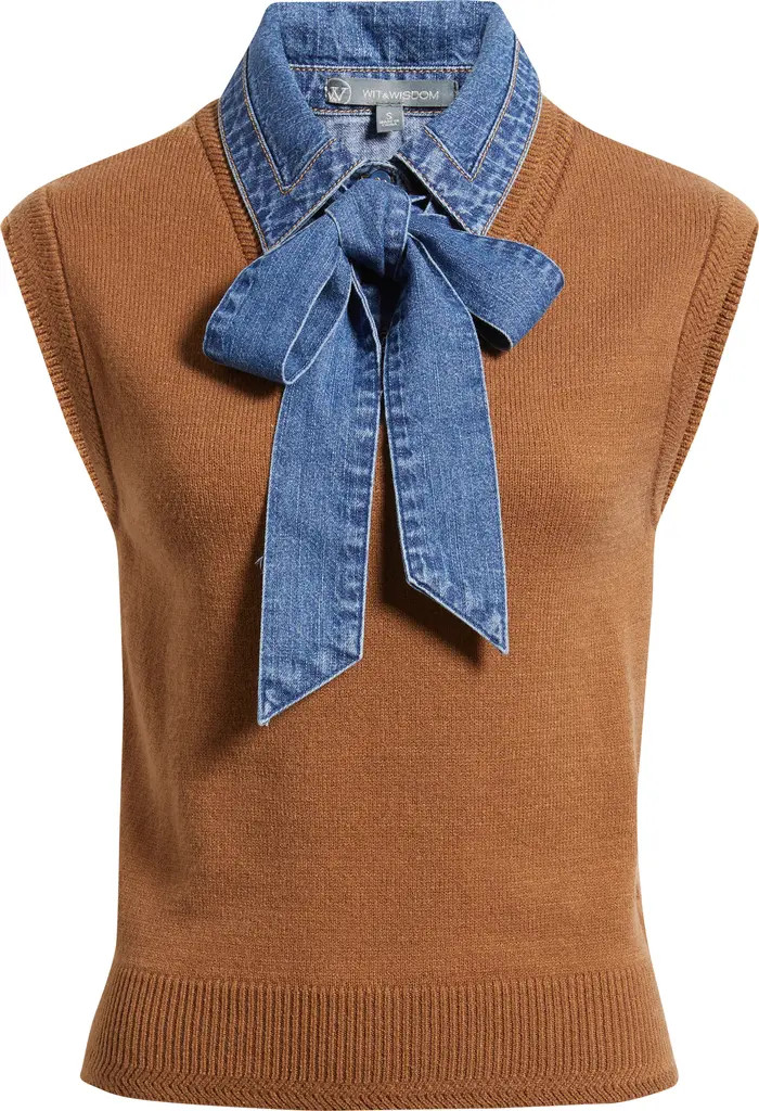 Mixed Media Removable Bow Neck Sweater | Nordstrom