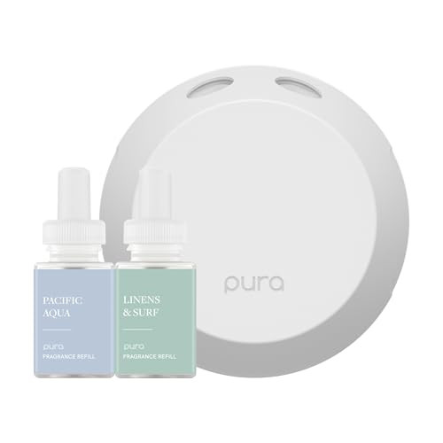 Pura - Smart Home Fragrance Device Starter Set - Pura 4 - Scent Diffuser for Home - Includes Fragrance Aroma Diffuser - Square Box, Pacific Aqua and Linens & Surf Scent Refills | Amazon (US)