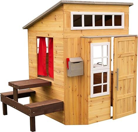 KidKraft Modern Outdoor Wooden Playhouse with Picnic Table, Mailbox and Outdoor Grill, Gift for A... | Amazon (US)