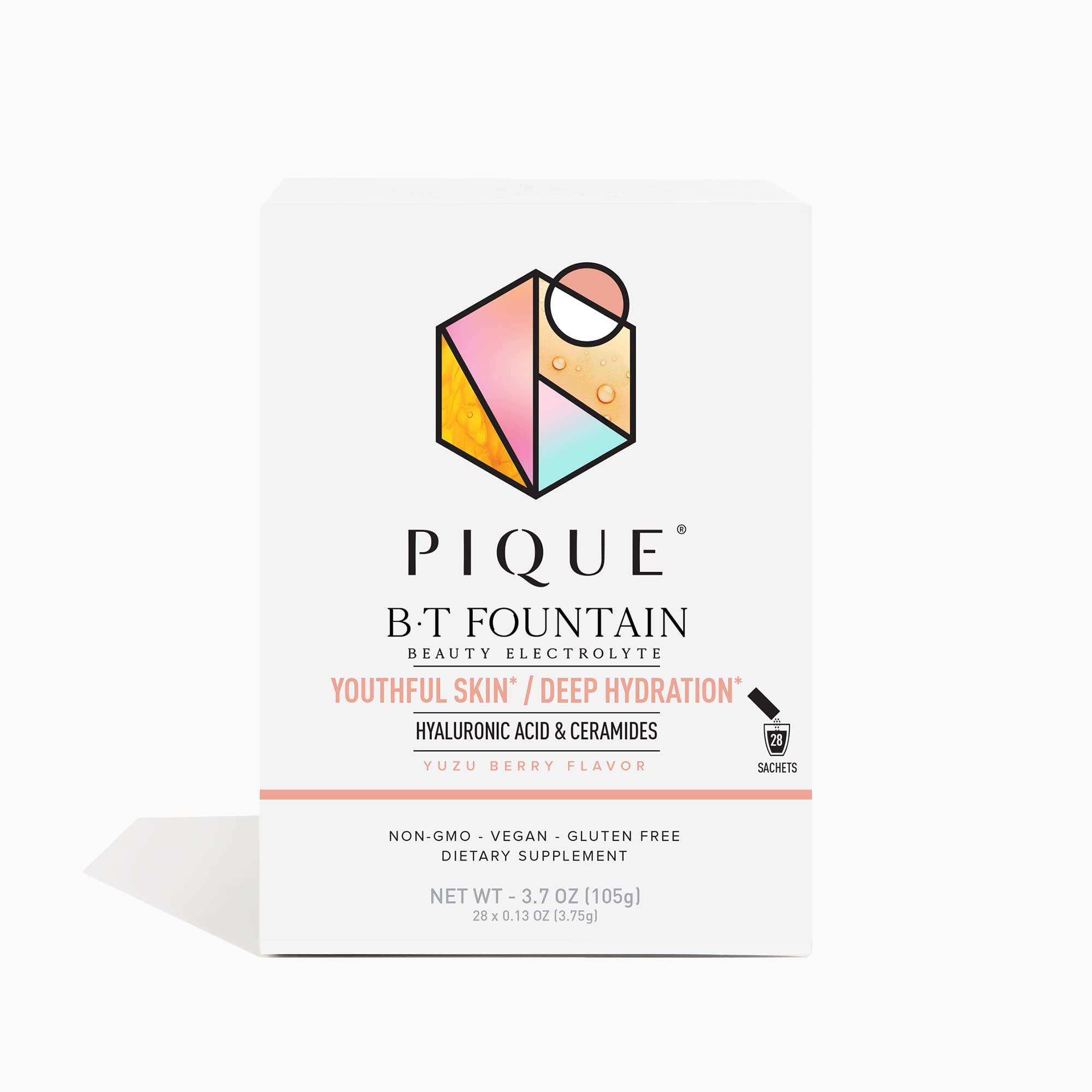 PIQUE BT Fountain Beauty Electrolyte Powder - Hydration Powder Packets with Hyaluronic Acid, Cera... | Amazon (US)