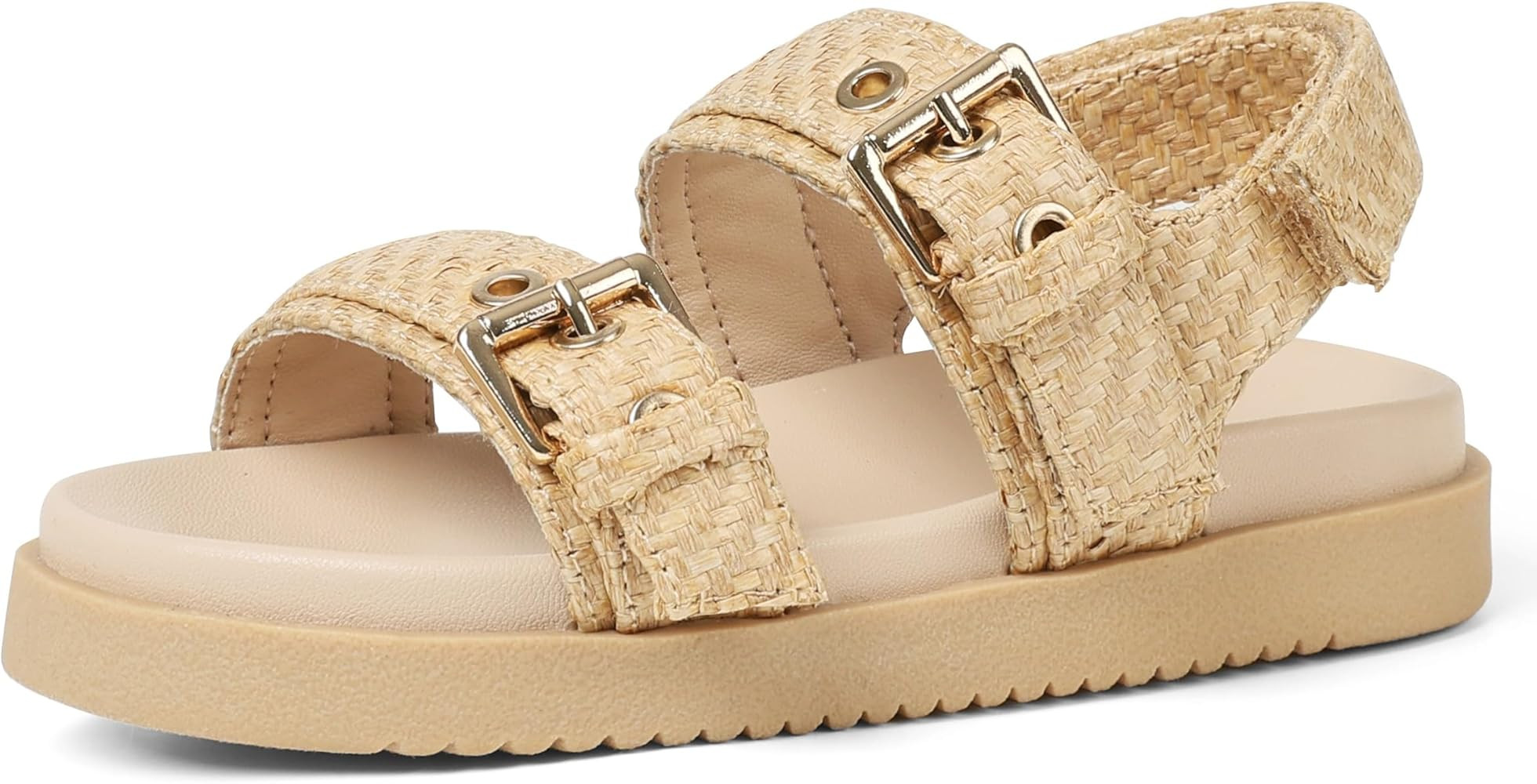 Girls Espadrille Sandals Open Toe Wedge Shoes Ajustable-Strap Slingback Sandals with Double Strap... | Amazon (US)