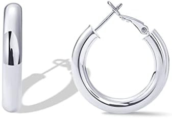 PAVOI 14K Gold Plated 925 Sterling Silver Post Hoops | Lightweight Chunky Hoops Huggies | Thick G... | Amazon (US)