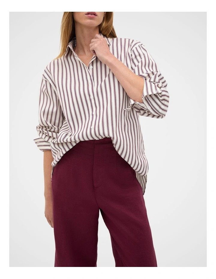 Stripe Cotton Oversized Shirt in Purple | Myer